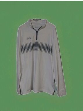 Under Armour White Long-Sleeve Quarter-Zip with Black Stripe Accents
